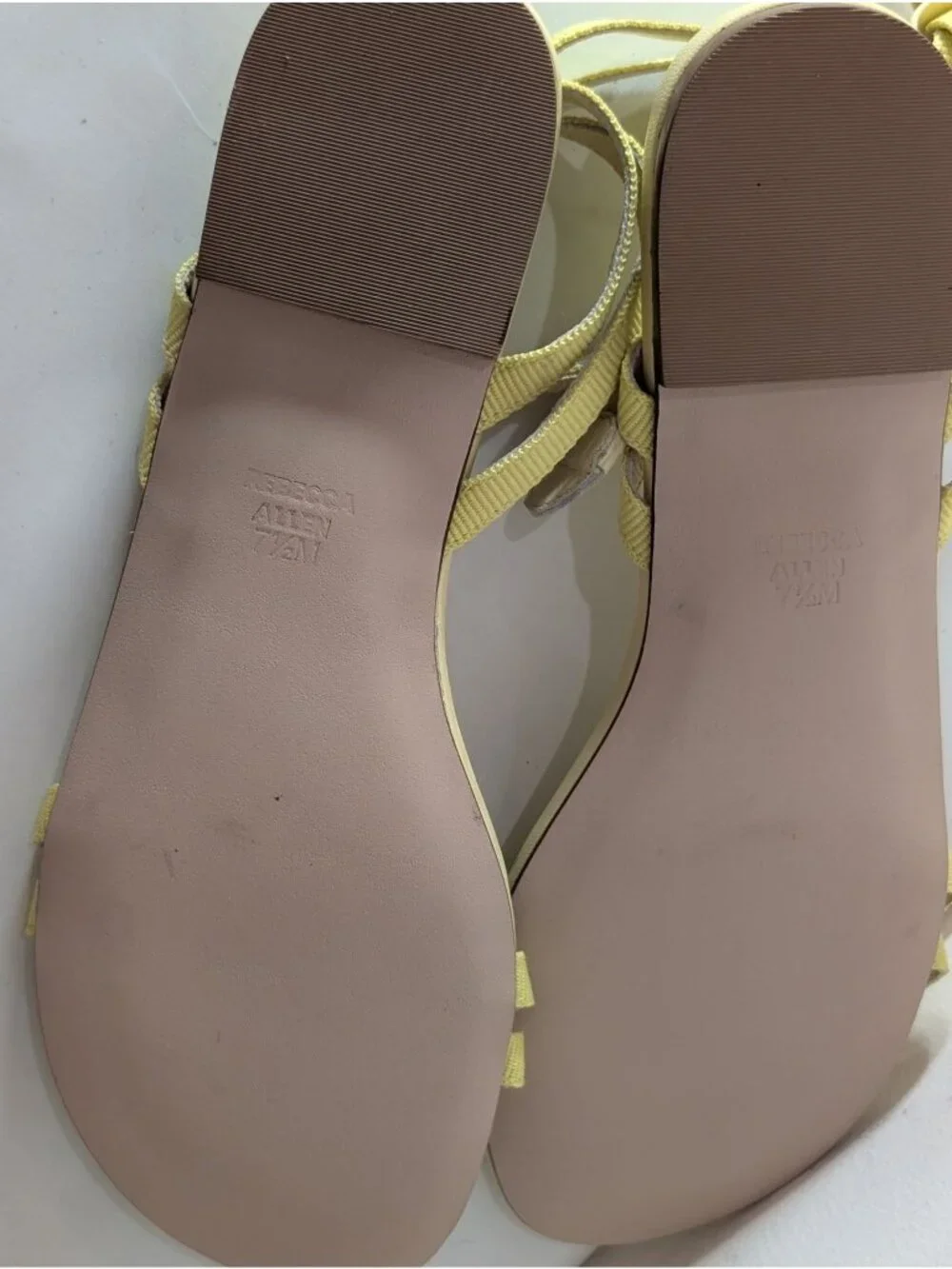 NEW Rebecca Allen Yellow Strappy Flat Leather Sandals, Size 6.5